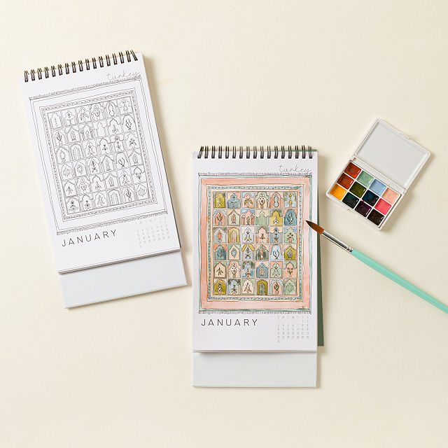 Year of Guided Watercolor Painting Desk Calendar