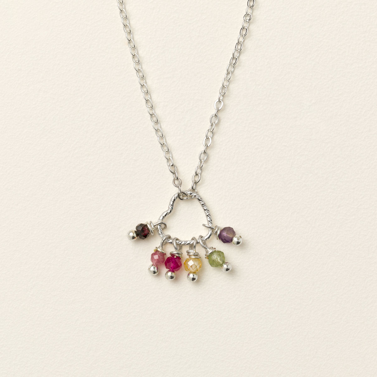 Custom Close to Your Heart Birthstone Necklace - Silver Plated