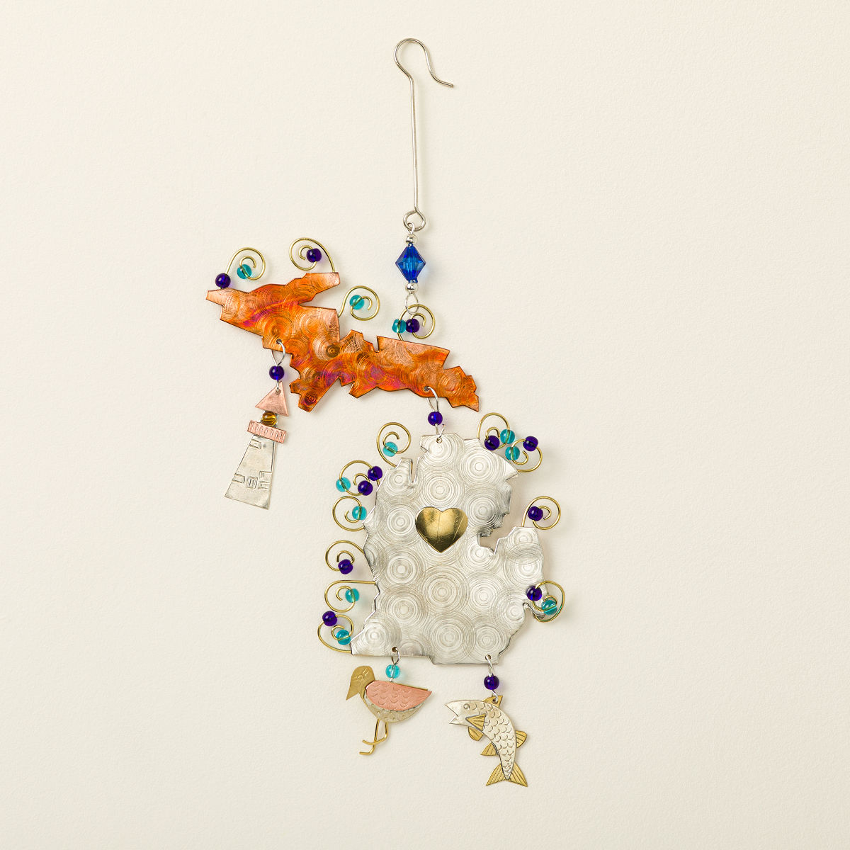 State Icons Beaded Metal Ornaments - Michigan