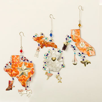 State Icons Beaded Metal Ornaments