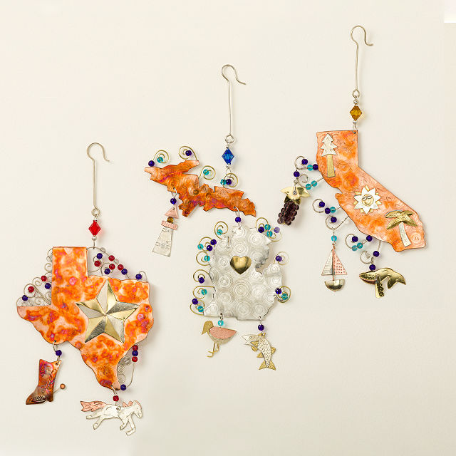 State Icons Beaded Metal Ornaments