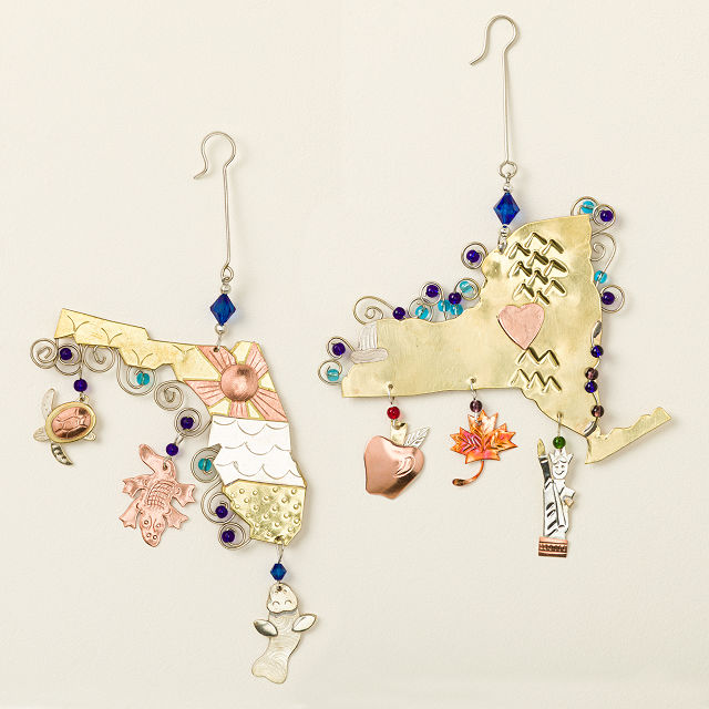 State Icons Beaded Metal Ornaments