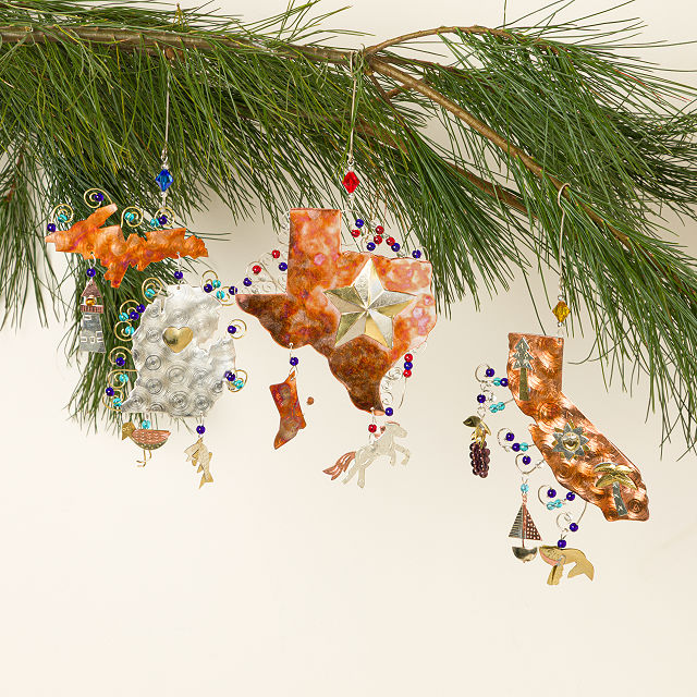 State Icons Beaded Metal Ornaments