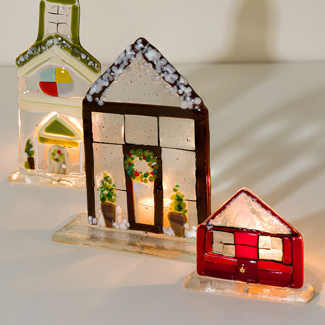 Handmade Glass Holiday Houses