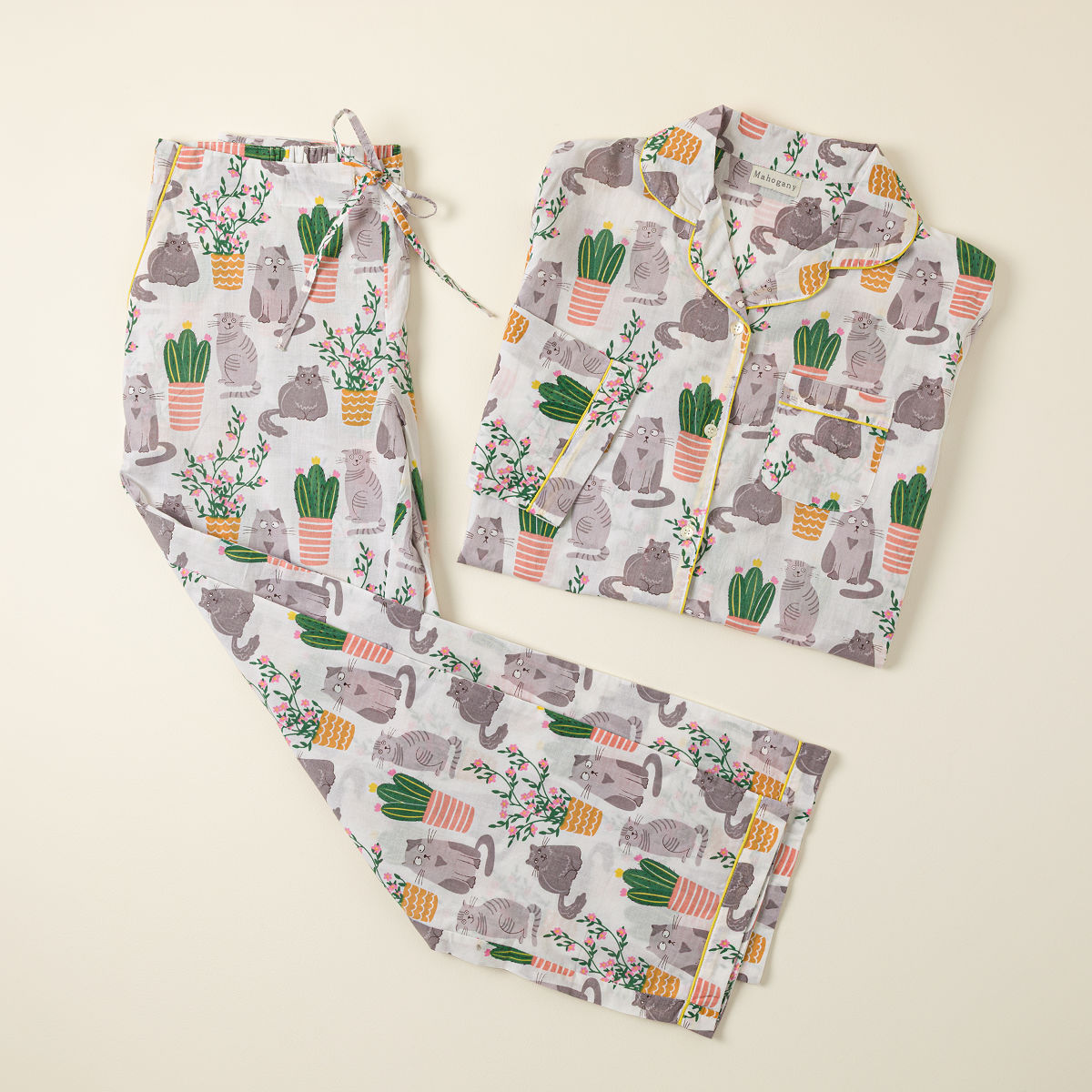 Cactus Cat Pajama Set - XX-Large