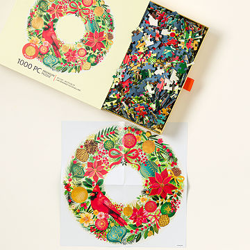 Cardinal Wreath 1,000-piece Gold Foiled Puzzle