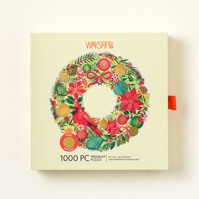 Cardinal Wreath 1,000-piece Gold Foiled Puzzle