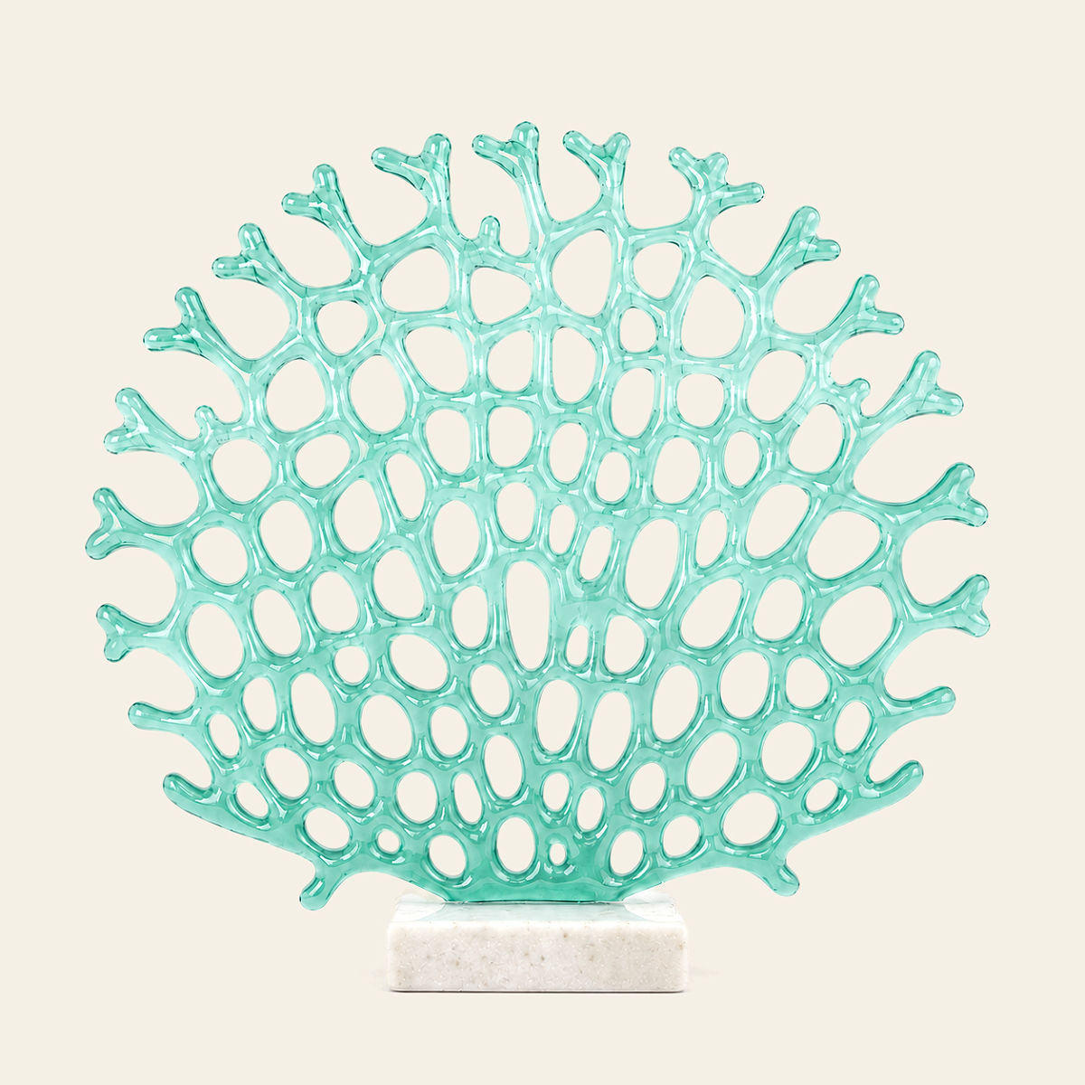 Handmade Glass Coral Sea Fan - Sea Foam