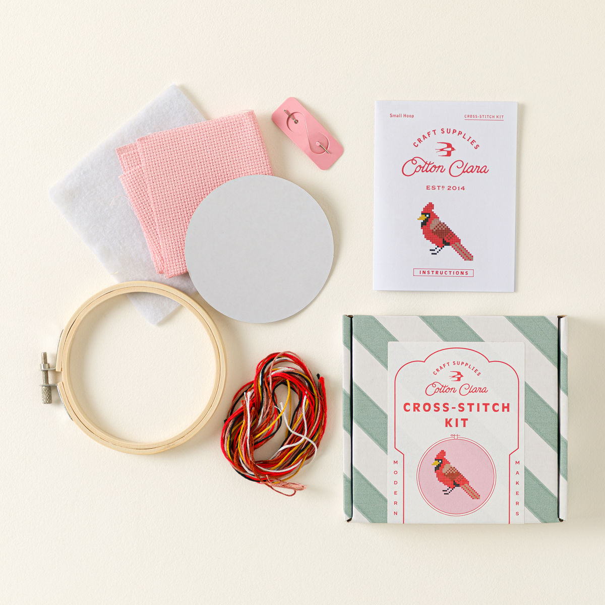 Mini Bird Cross Stitch Kit - Cardinal