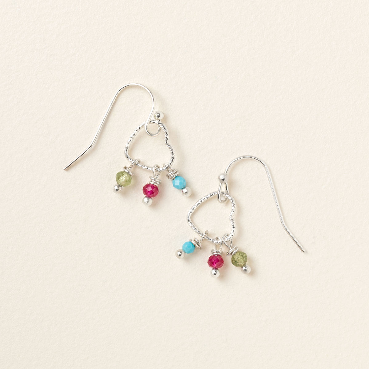 Custom Close to Your Heart Birthstone Earrings - Silver-Plated
