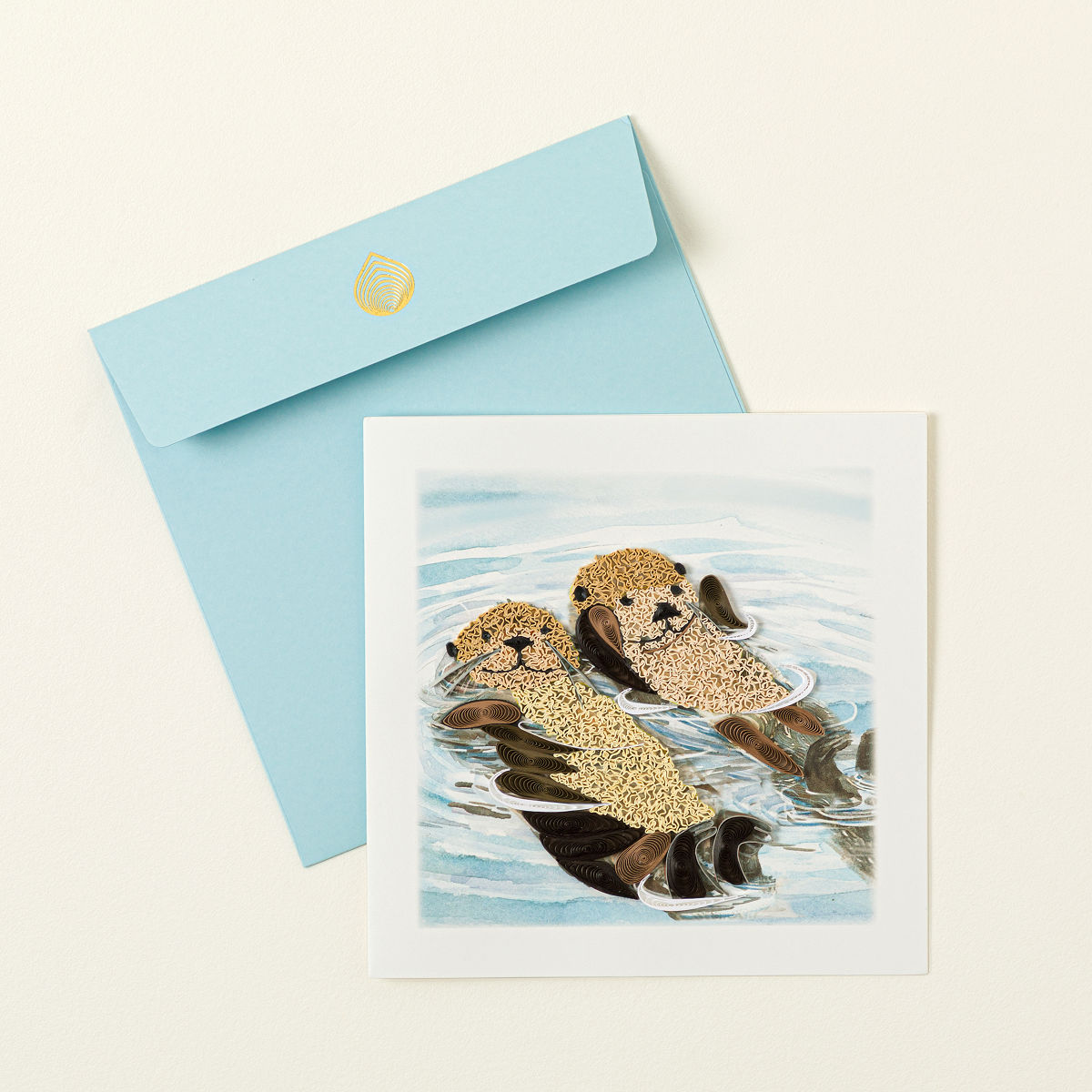 Hugging Otters Quilled Greeting Card