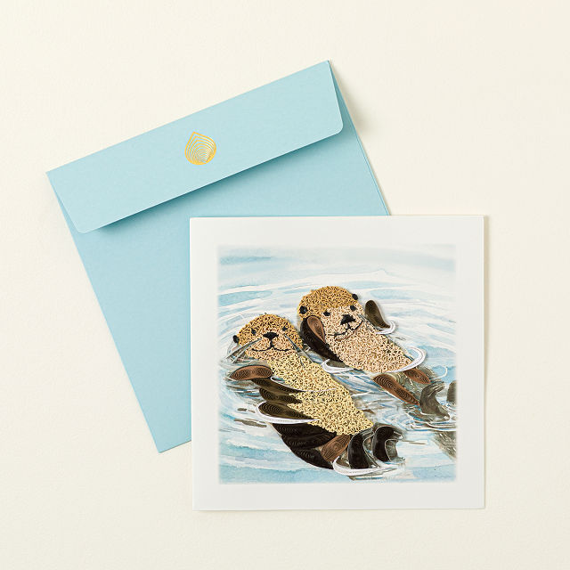 Hugging Otters Quilled Greeting Card