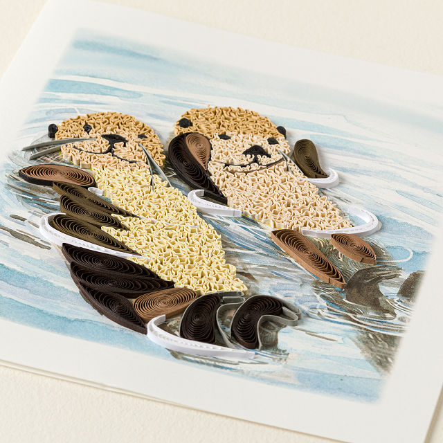 Hugging Otters Quilled Greeting Card
