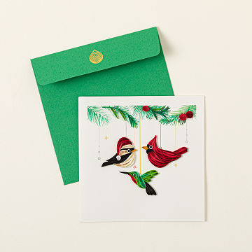 Holiday Birds Quilled Greeting Card