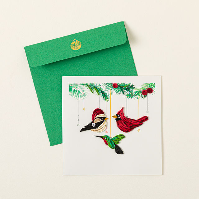 Holiday Birds Quilled Greeting Card