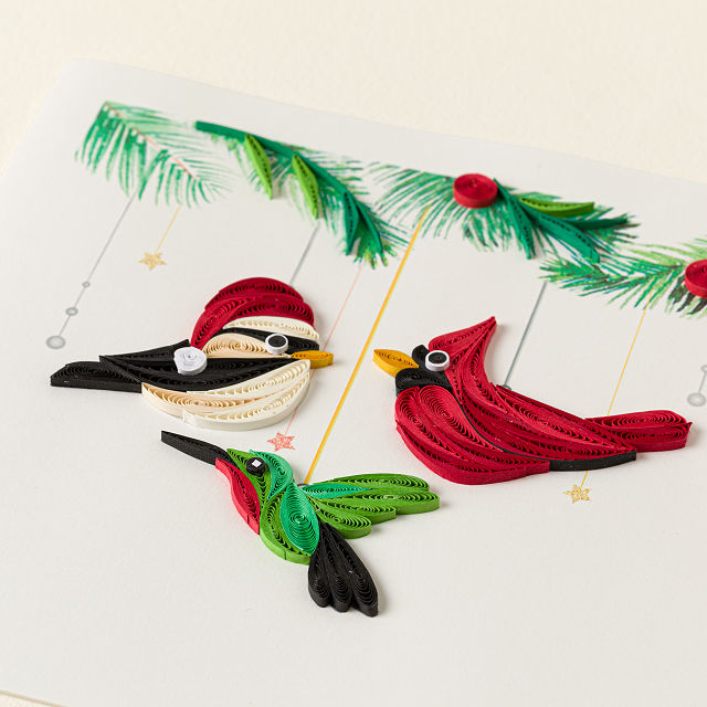 Holiday Birds Quilled Greeting Card