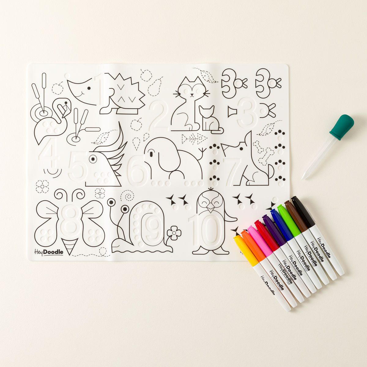 Reusable On-the-Go Sensory Coloring Mat - Wild Digits