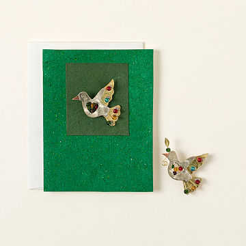 Christmas Dove Keepsake Pin Greeting Card