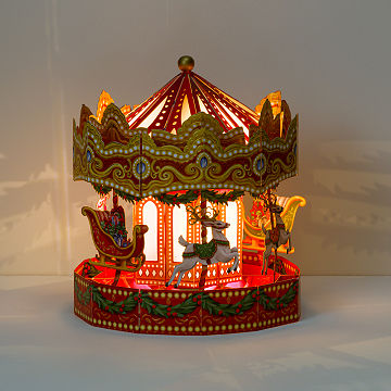 Illuminated Musical Holiday Carousel Pop Up Card