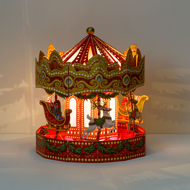 Illuminated Musical Holiday Carousel Pop Up Card