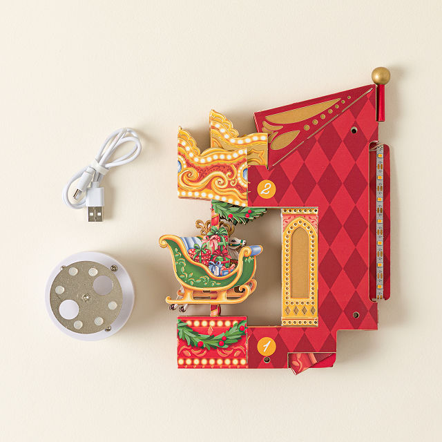 Illuminated Musical Holiday Carousel Pop Up Card