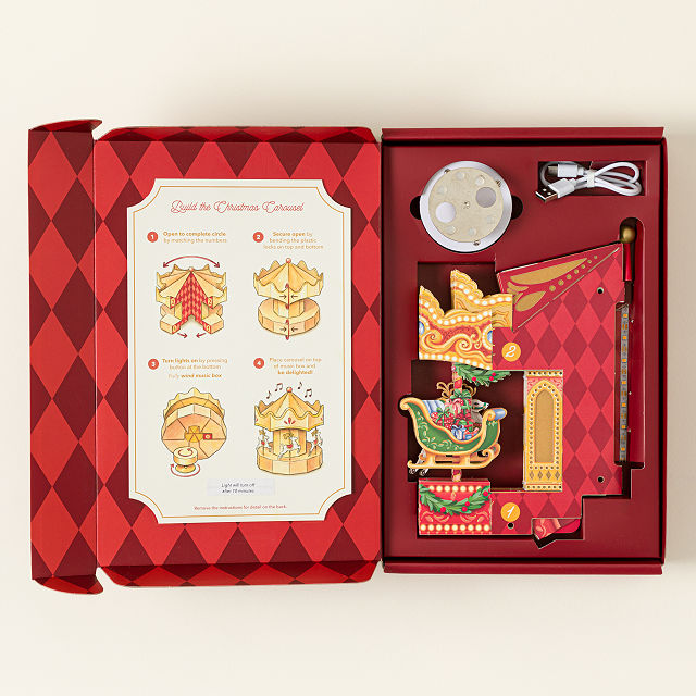 Illuminated Musical Holiday Carousel Pop Up Card