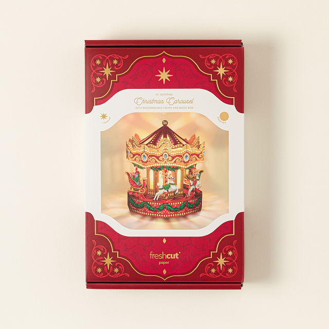 Illuminated Musical Holiday Carousel Pop Up Card