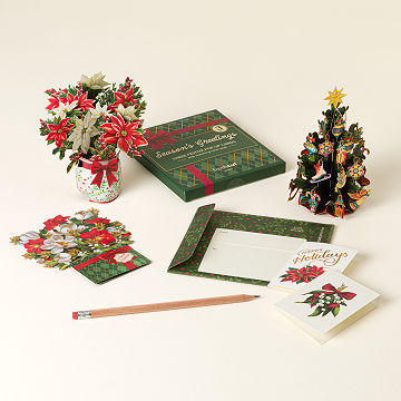 Holiday Flowers Pop-Up Greeting Card Set of 3
