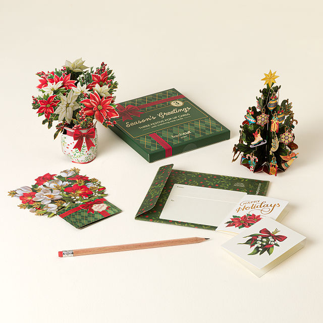 Holiday Flowers Pop-Up Greeting Card Set of 3