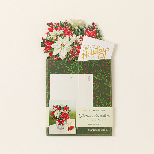 Holiday Flowers Pop-Up Greeting Card Set of 3