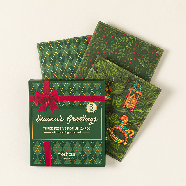 Holiday Flowers Pop-Up Greeting Card Set of 3
