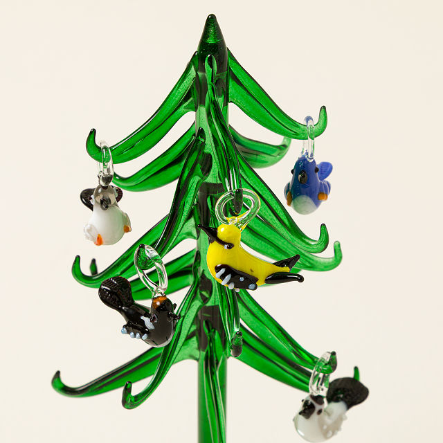 Festive Flock Glass Tabletop Tree
