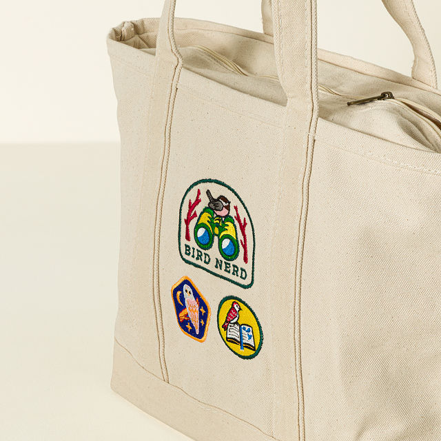 Bird Nerd Embroidered Badge Tote