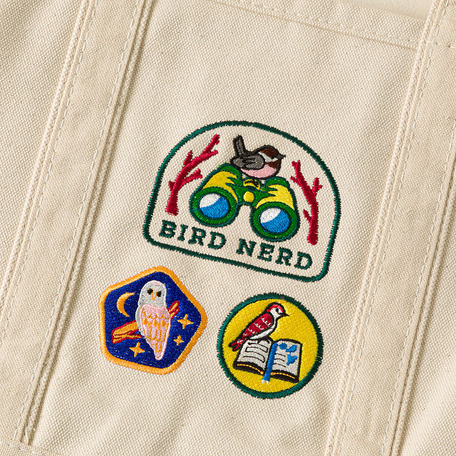 Bird Nerd Embroidered Badge Tote