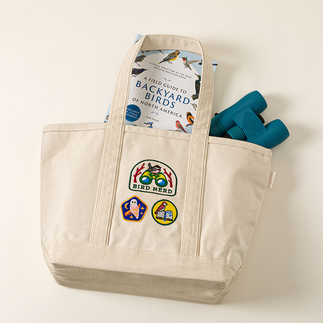Bird Nerd Embroidered Badge Tote