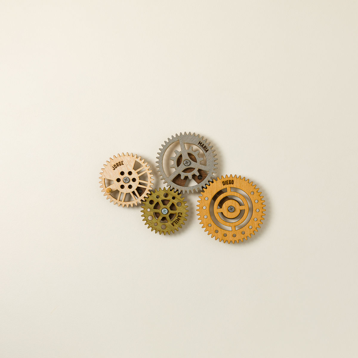 Family in Sync Moving Gears Wall Sculpture - 4 Names