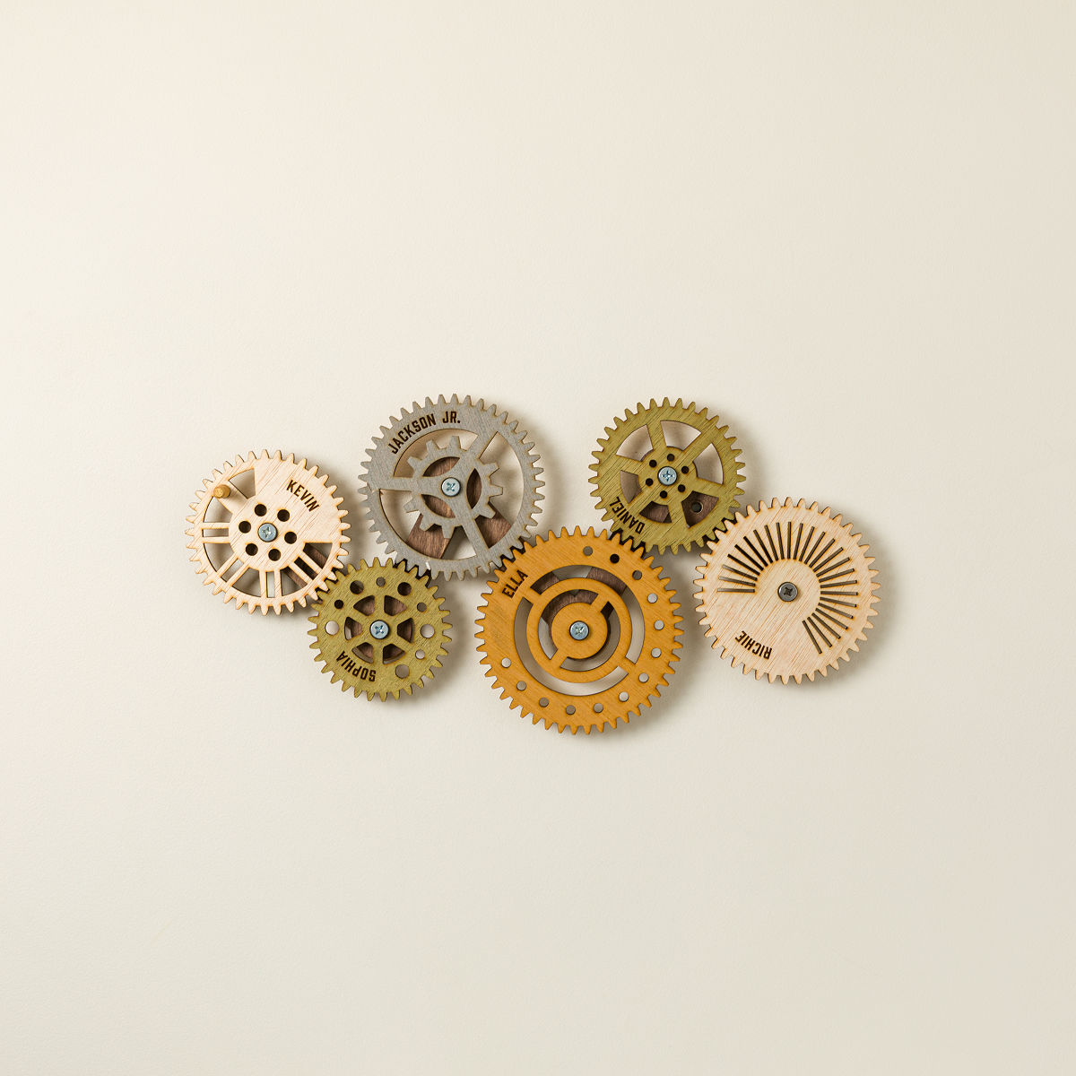 Family in Sync Moving Gears Wall Sculpture - 6 Names