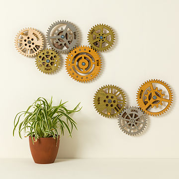 Family in Sync Moving Gears Wall Sculpture