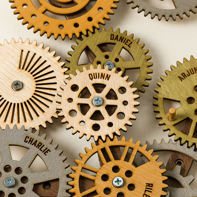 Family in Sync Moving Gears Wall Sculpture