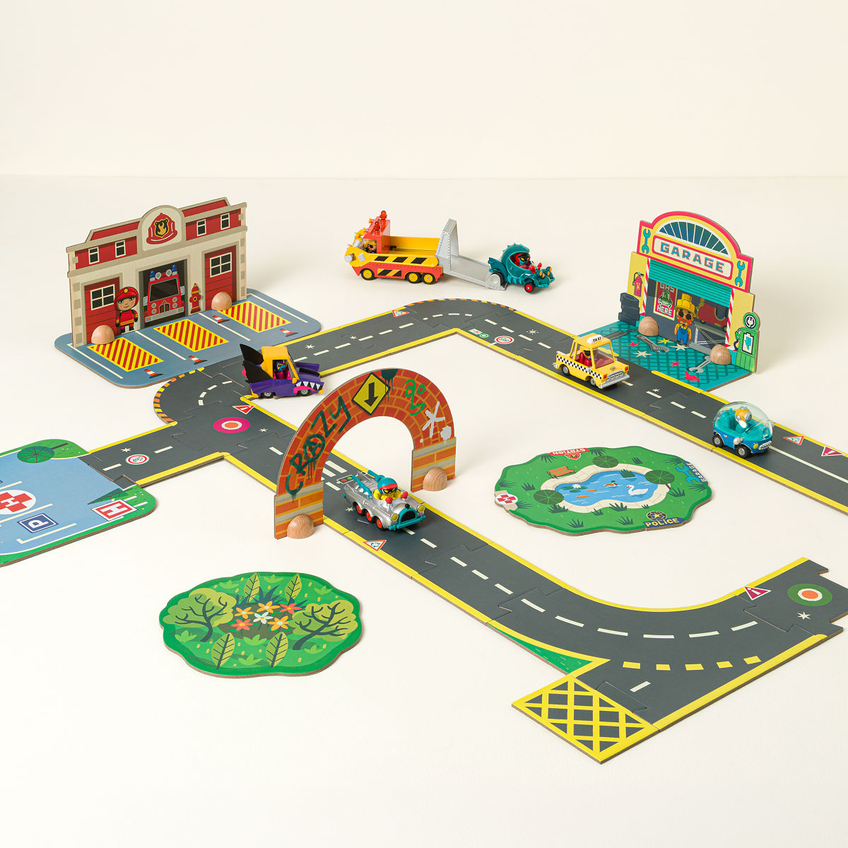 Crazy Motor Mayhem Metal Cars - Crazy Motors Puzzle Up Ville