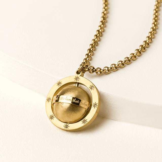 Love Makes the World Go Round Spinning Necklace