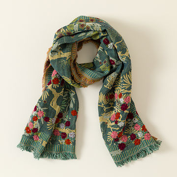 Dahlia Embroidered Floral Wrap