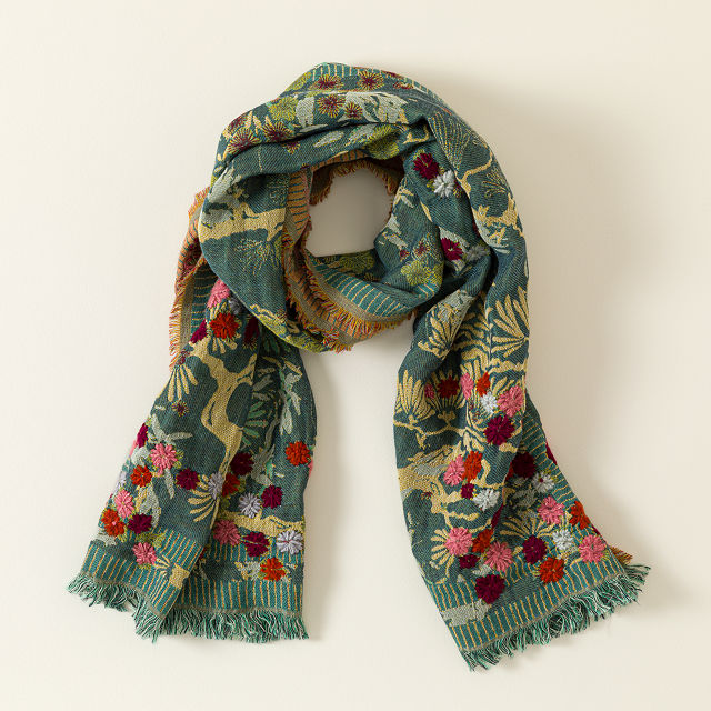 Dahlia Embroidered Floral Wrap