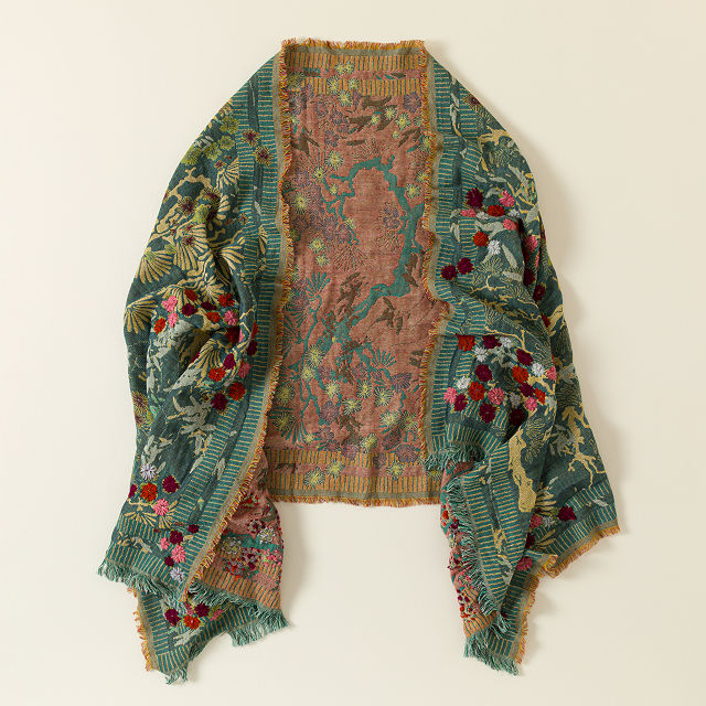 Dahlia Embroidered Floral Wrap