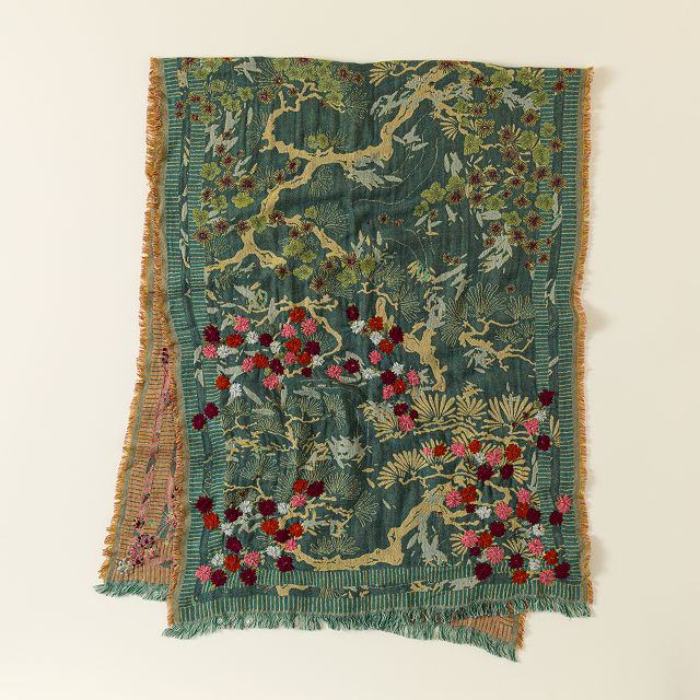 Dahlia Embroidered Floral Wrap